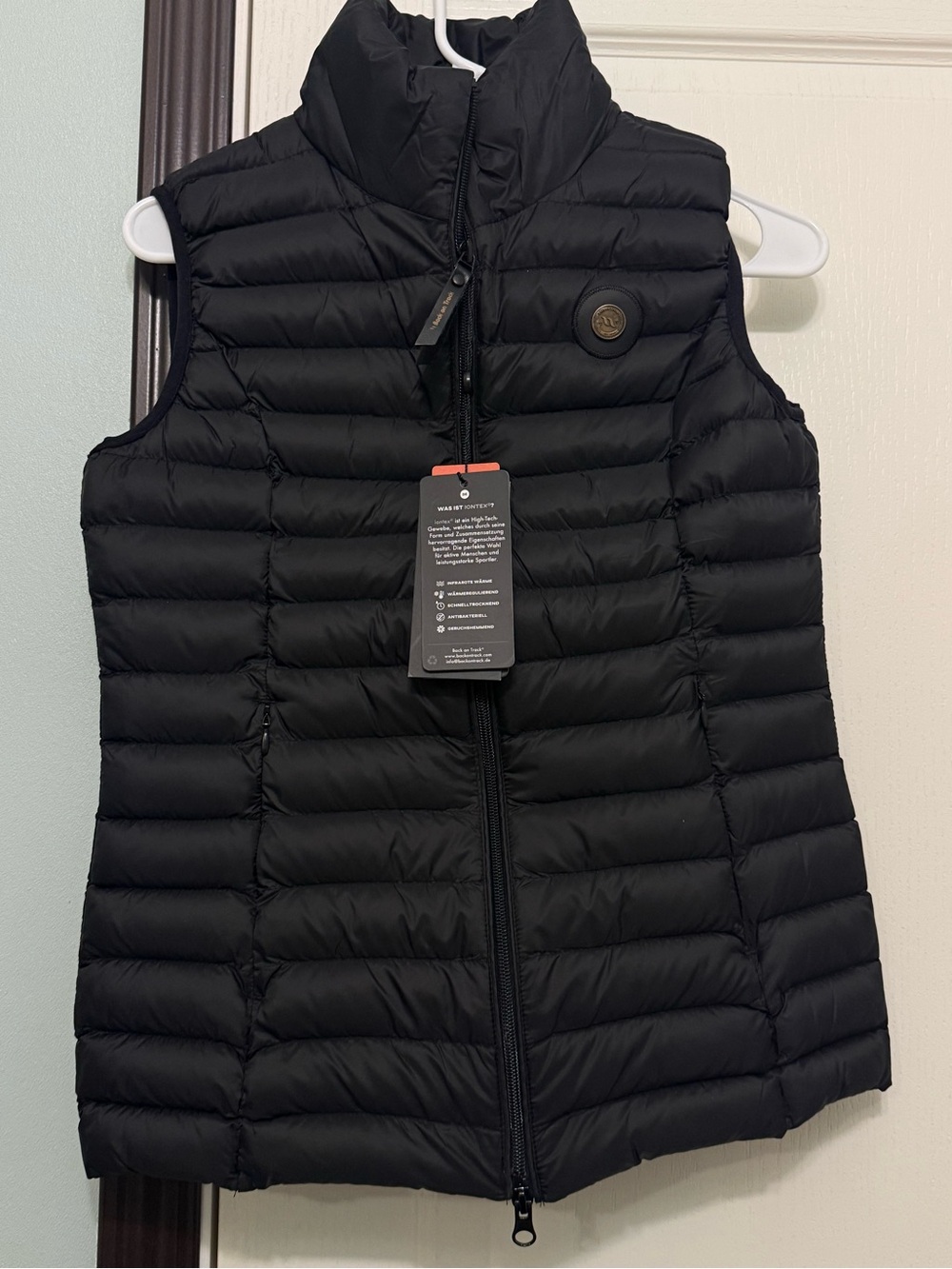 Women's Black Quilted Puffer Vest with Stand Collar